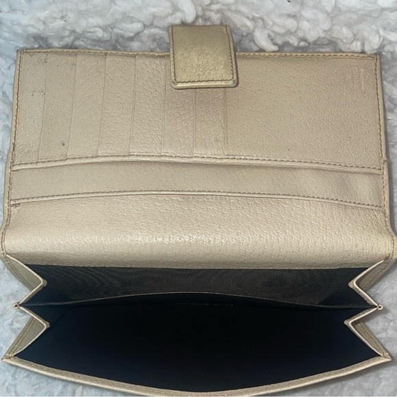 Gucci GG Guccissima Monogram Canvas & Leather Snap Folio Long Wallet Cream Brown - Picture 15 of 17